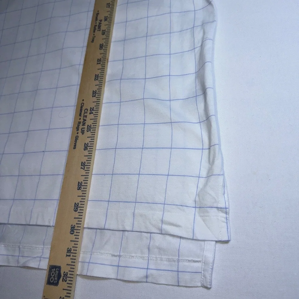Polo Golf Ralph Lauren Mens XL White Blue Windowpane Check Preppy shirt